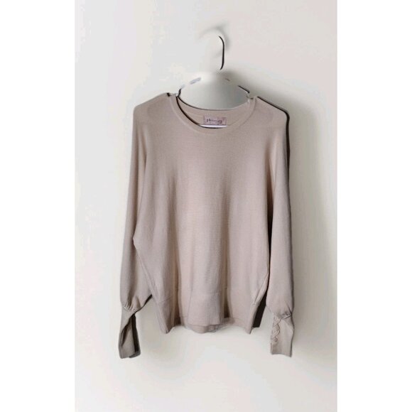 Philosophy Sweaters - Philosophy Sweater Petite Small Braided Cuffs Cream